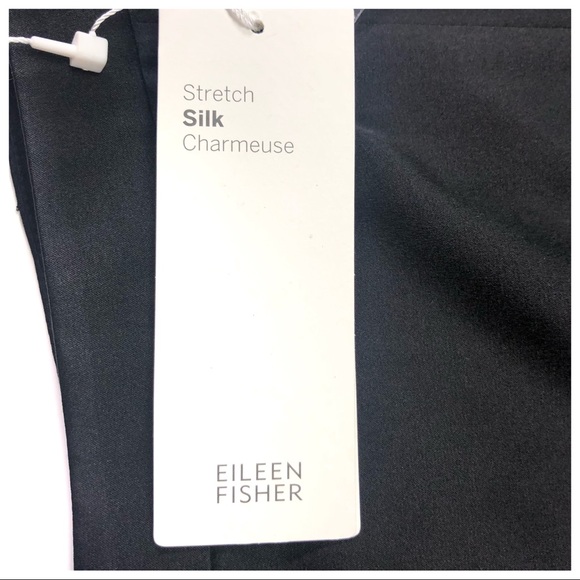 NWT Eileen Fisher Size 14 Silk Charmeuse Black Midi Skirt new with tags - Picture 3 of 6